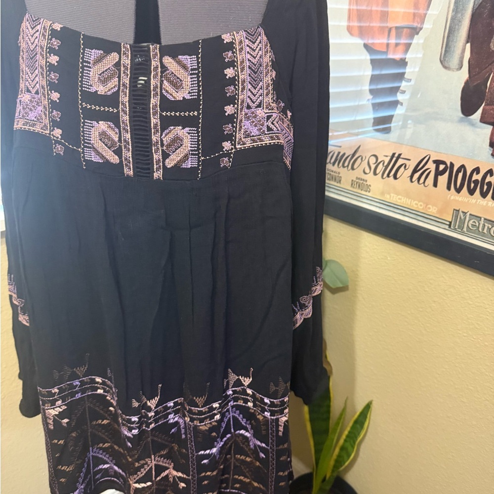 Free People Black and Purple Mini Dress - Picture 1 of 6